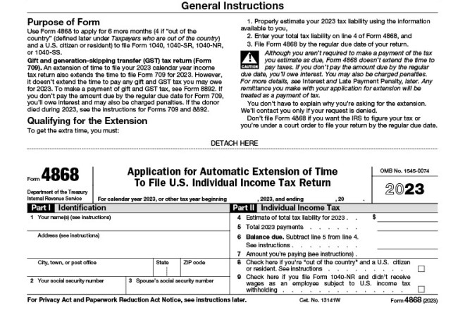 Tax Form 4868