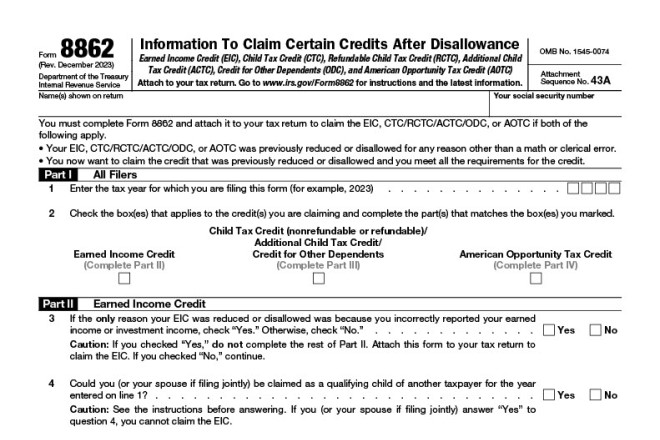 Tax Form 8862