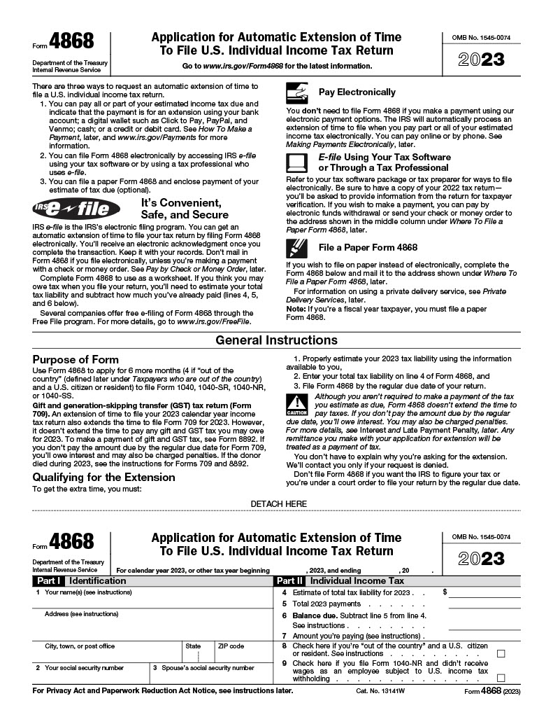 Tax Form 4868