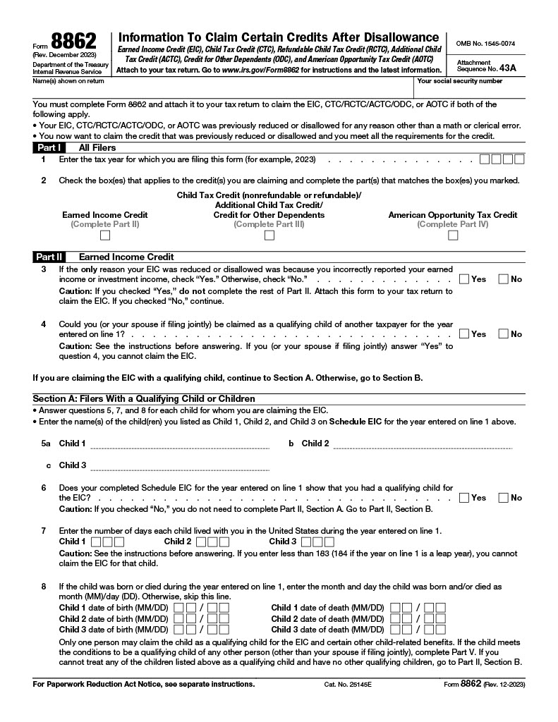 Tax Form 8862