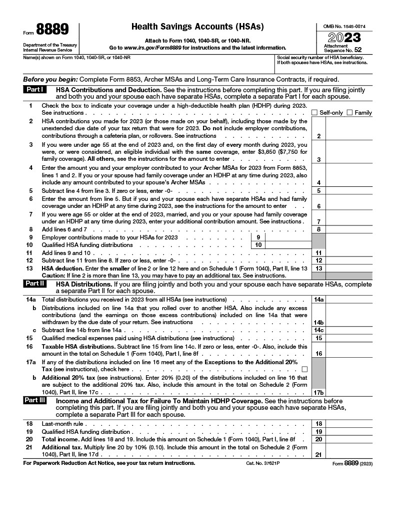 Tax Form 8889