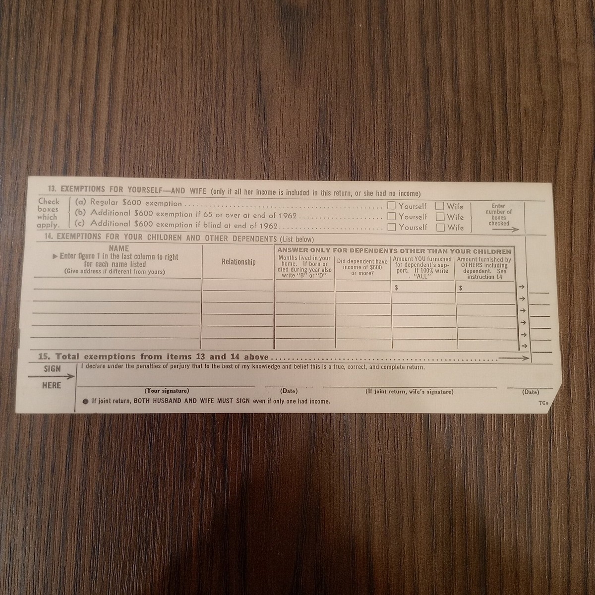 1962 Vintage US Individual Income Tax Return Blank Form 1040A Collectibles 60s EBay