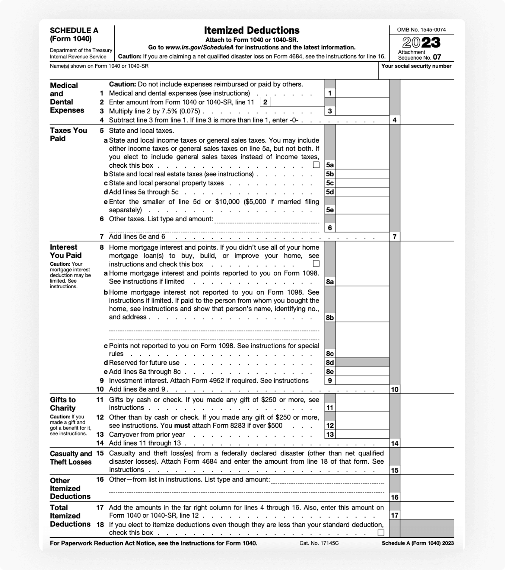 1040 Schedule A Instructions Reduce Taxes With Itemized Deductions PdfFiller Blog