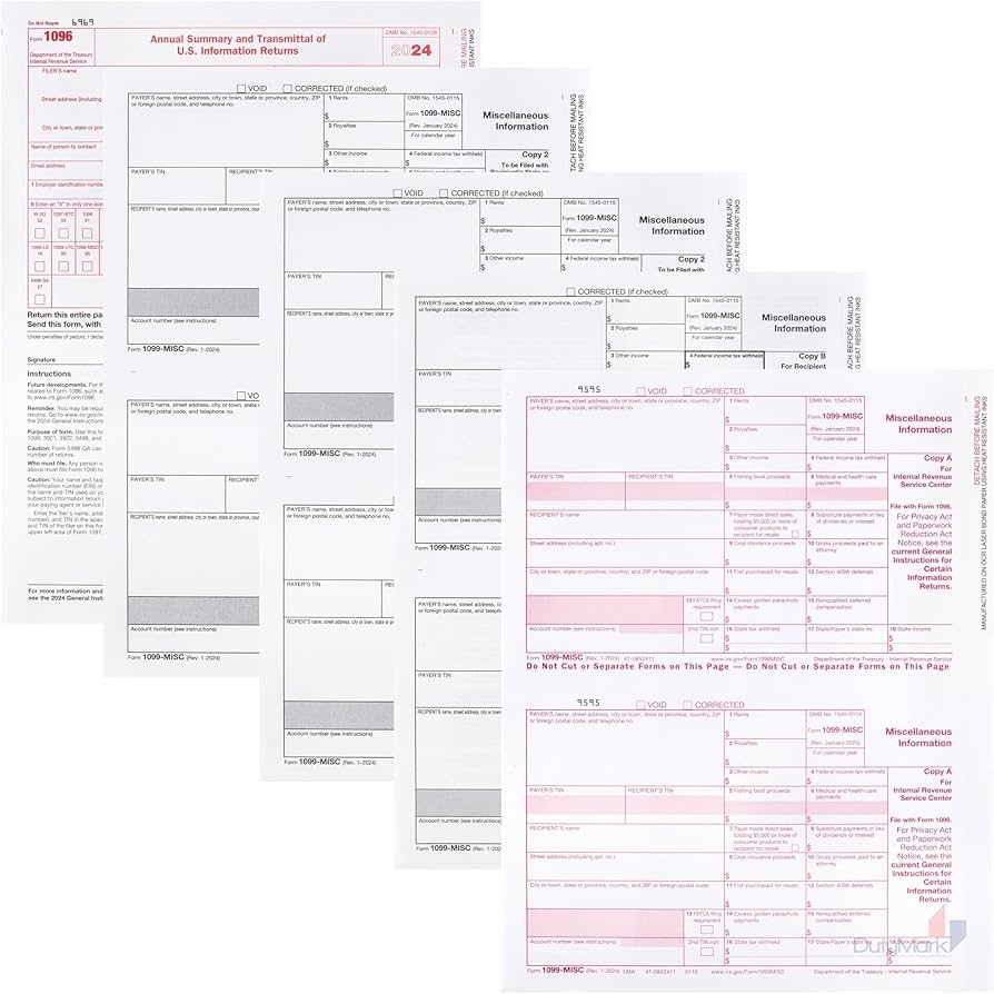 Amazon 1099 MISC Forms 2024 5 Part Set Kit For 25 Vendors Complete Laser 1099 Tax Forms In Value Pack 1099 Misc 2024 NO ENVELOPES Office Products