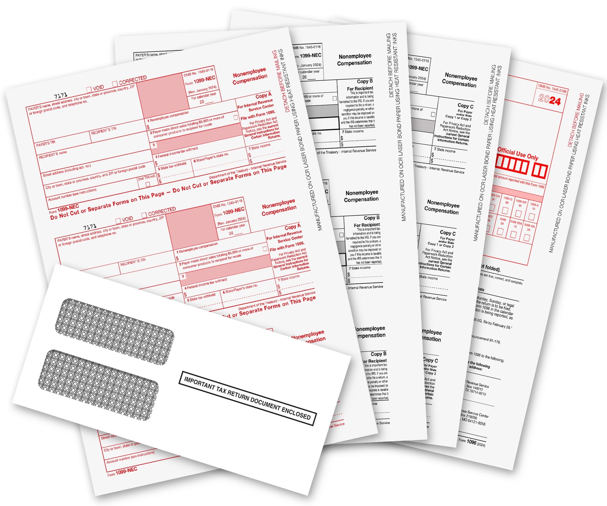 Amazon 1099 NEC Forms 2024 1099 NEC Laser Forms IRS Approved Designed For Quickbooks And Accounting Software 2024 4 Part Tax Forms Kit 25 Envelopes Self Seal 25 Vendor Kit Total 38 108 Forms Office Products