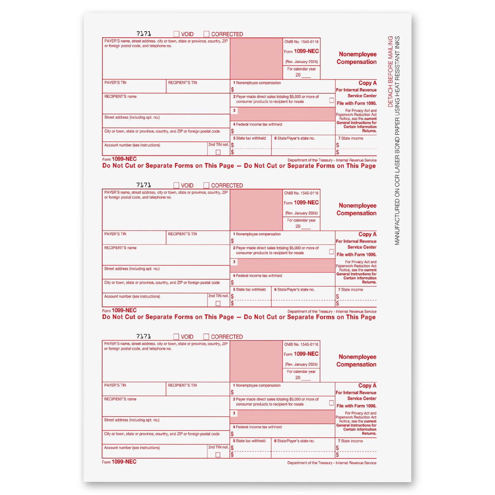 Amazon 1099 NEC Forms 2024 1099 NEC Laser Forms IRS Approved Designed For Quickbooks And Accounting Software 2024 4 Part Tax Forms Kit 25 Envelopes Self Seal 25 Vendor Kit Total 38 108 Forms Office Products