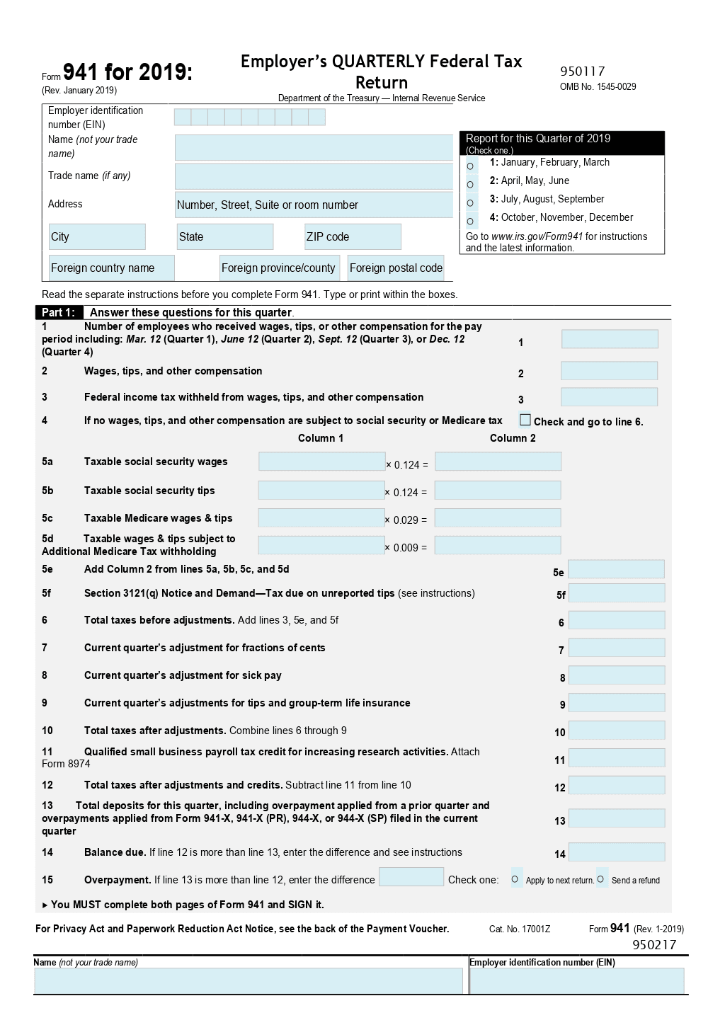 Form 941 Template ONLYOFFICE