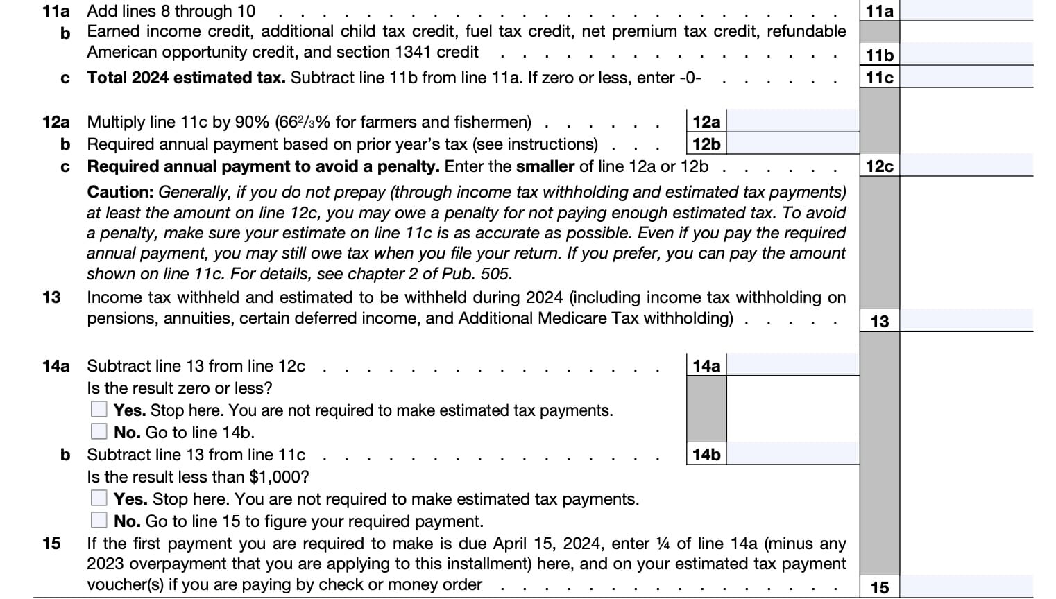 IRS Form 1040 ES Instructions Estimated Tax Payments