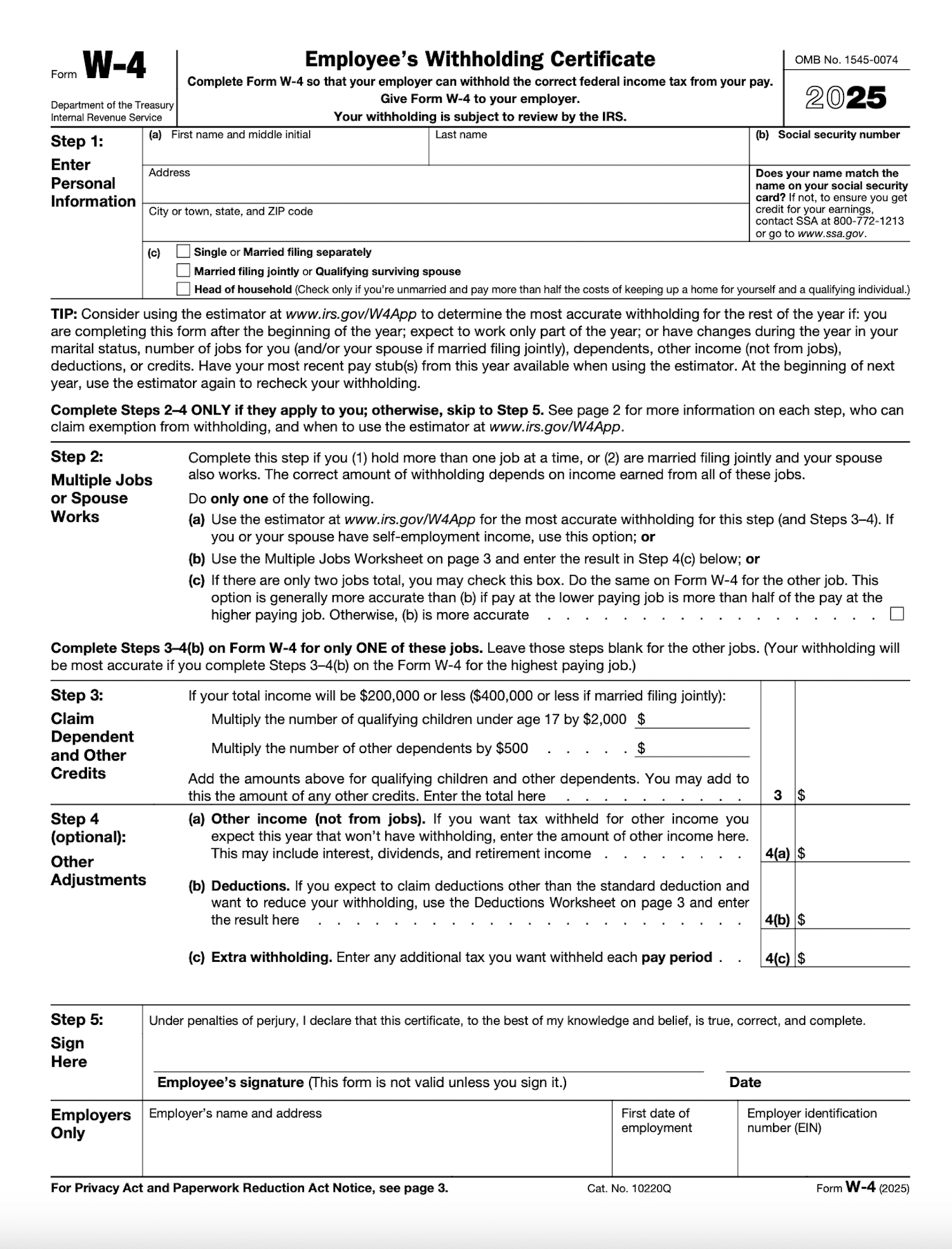 W 4 How To Fill Out The 2025 Tax Withholding Form