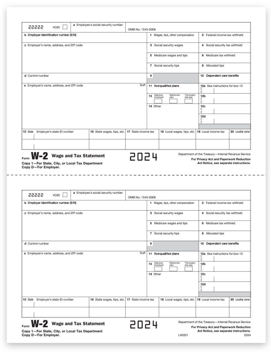 W2 Tax Form Envelope Sets For Efilers 5 part Discount Tax Forms